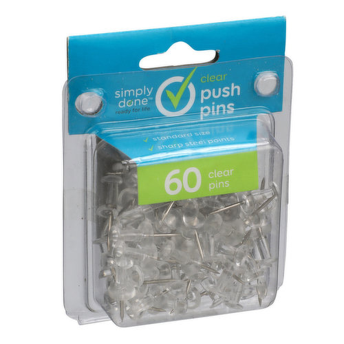 Staples Push Pins - Clear - 100 Pack