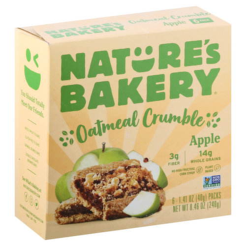 Nature's Bakery Oatmeal Crumble, Apple, 6 Pack