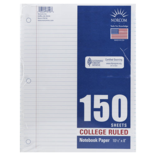 Norcom Notebook Paper, College Ruled