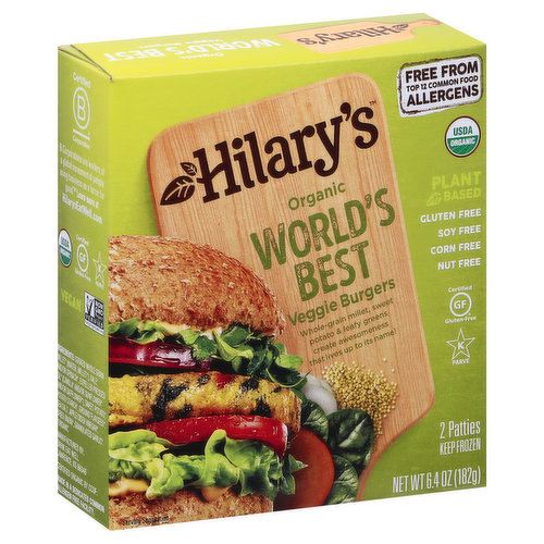 Hilarys Veggie Burgers, Organic, World's Best