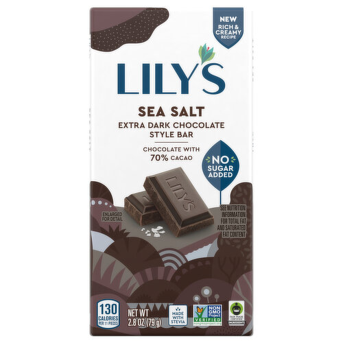 Lily's Dark Chocolate Bar, Extra, Sea Salt