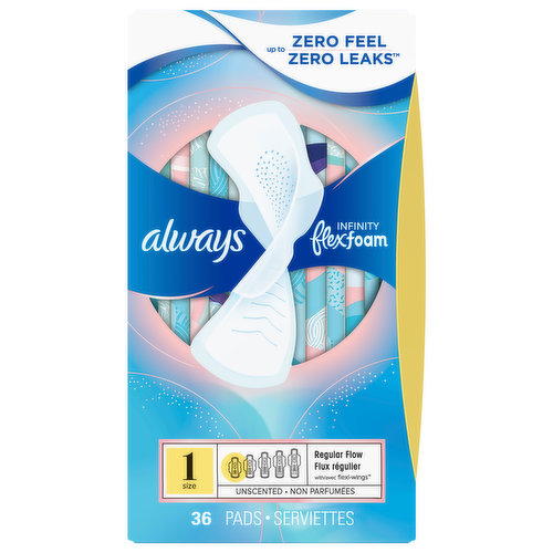 Always Pads, Regular Flow, Size 1, Unscented