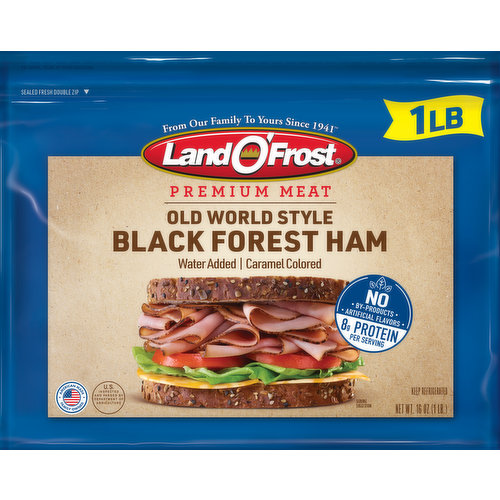 Our black forest ham is a delicious and convenient product for families that want a high-quality, distinctive product – that is affordable, too. Naturally hardwood smoked and thinly sliced, our black forest ham is a delicious and wholesome protein choice for your family with no artificial flavors, no by-products, and no added hormones. 8 grams of protein per 4 slice serving.