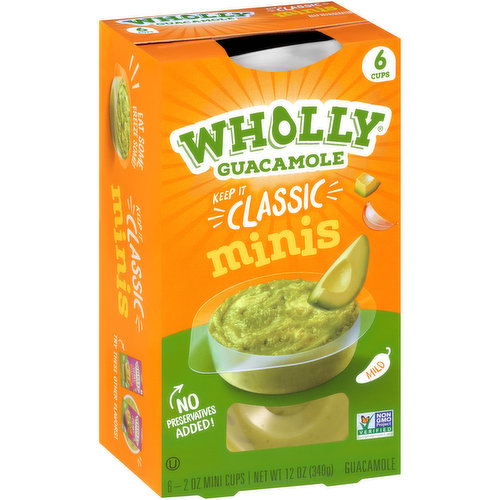 Wholly Guacamole Minis Classic, 4-2.0 oz. cups, 8 oz