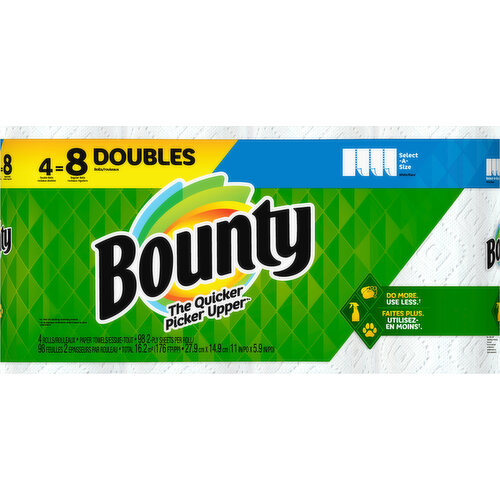 Bounty Paper Towels, Select-A-Size, Double Rolls, White, 2-Ply