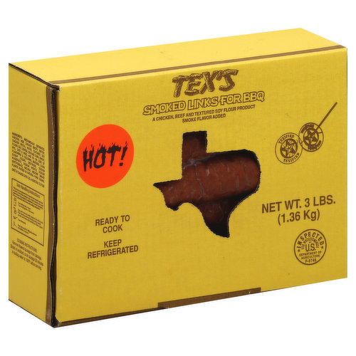 Texs Smoked Links, for BBQ, Hot!