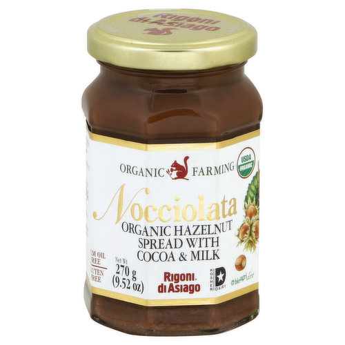 Rigoni di Asiago Hazelnut Spread, Organic, with Cocoa & Milk