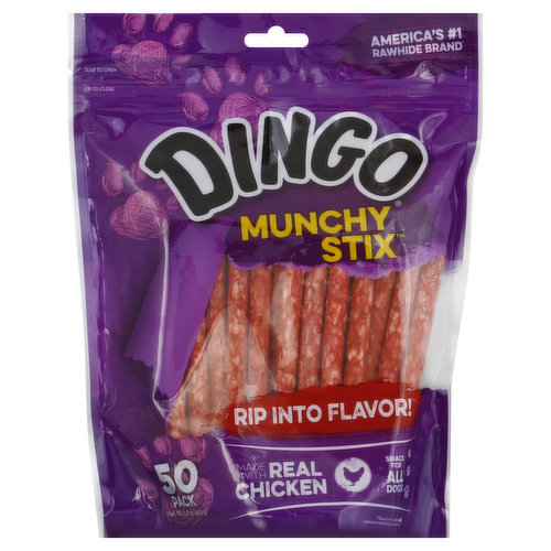 Dingo Snack for All Dogs, Munchy Stix, 50 Pack