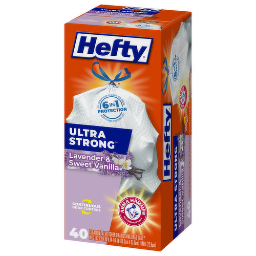 Hefty Ultra Strong Tall Kitchen Bags, Drawstring, Clean Burst, 13 Gallon - 40 bags