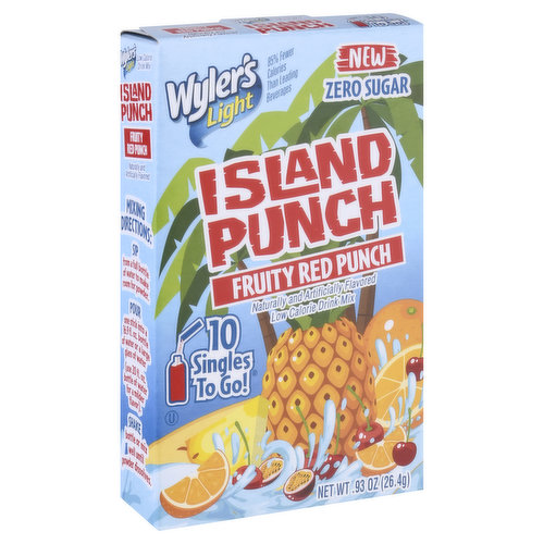 Wylers Light Drink Mix, Fruity Red Punch, Island Punch