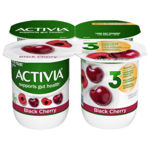 Activia Yogurt, Low Fat, Black Cherry