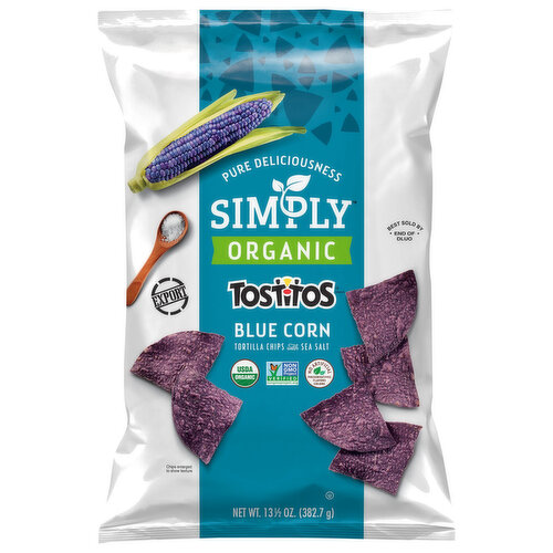 Simply Tortilla Chips, with Sea Salt, Organic, Blue Corn