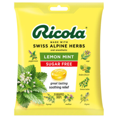 Ricola Cough Drops, Sugar Free, Lemon Mint