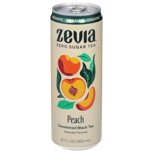 Zevia Black Tea, Organic, Sweetened, Peach