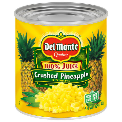 Del Monte Crushed Pineapple, 100% Juice