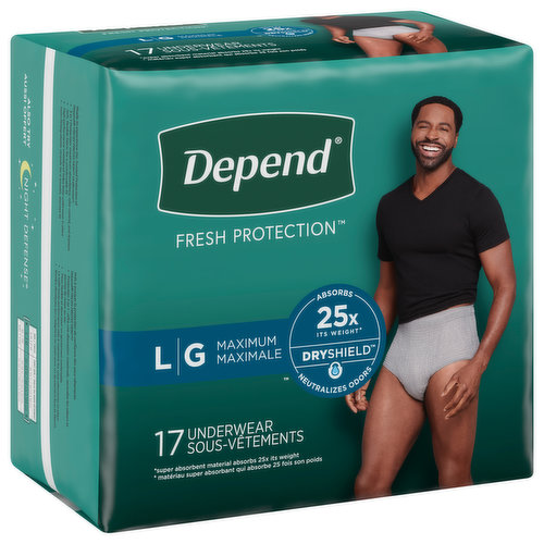 Depend Underwear, Maximum, Large - Brookshire's