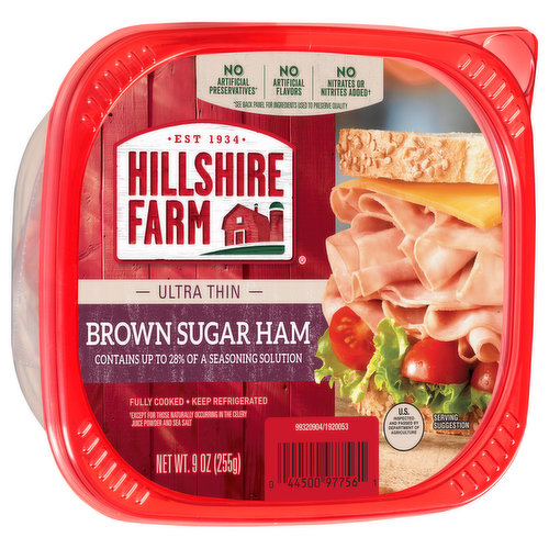 Hillshire Farm Ham, Brown Sugar, Ultra Thin 9 oz, Packaged Hot Dogs,  Sausages & Lunch Meat