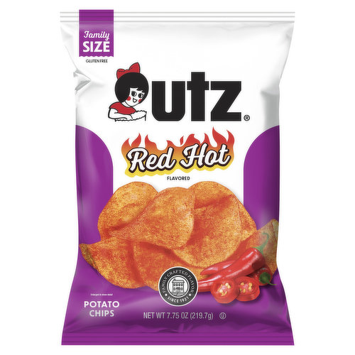 Utz Potato Chips, Red Hot Flavored, Family Size