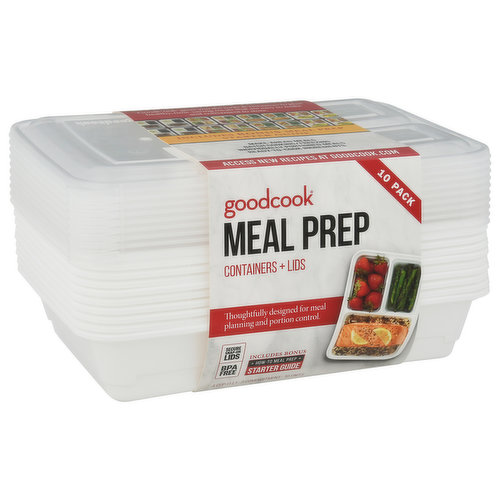 Goodcook Containers + Lids, Meal Prep, 10 Pack