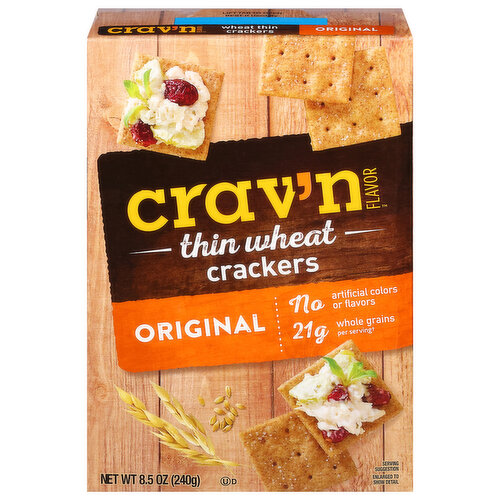 Crav'n Flavor Crackers, Original, Thin Wheat