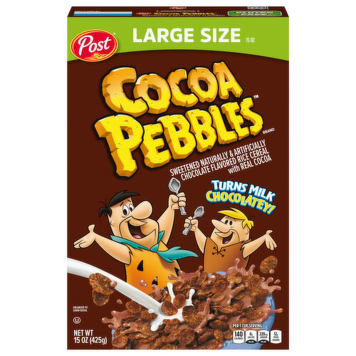 Cocoa Pebbles Cereal, Chocolate Flavored, Large Size