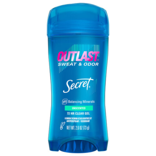 Secret Antiperspirant/Deodorant, Unscented, 72HR Clear Gel