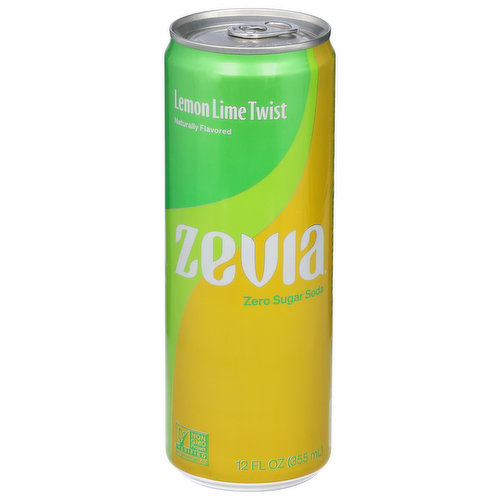 Zevia Soda, Zero Sugar, Lemon Lime Twist