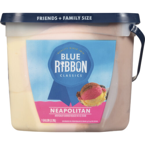 Blue Ribbon Ice Cream, Reduced Fat, Neapolitan, Friends + Family Size