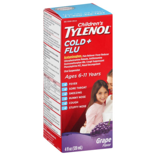 Children's Tylenol Cold + Flu, Grape Flavor