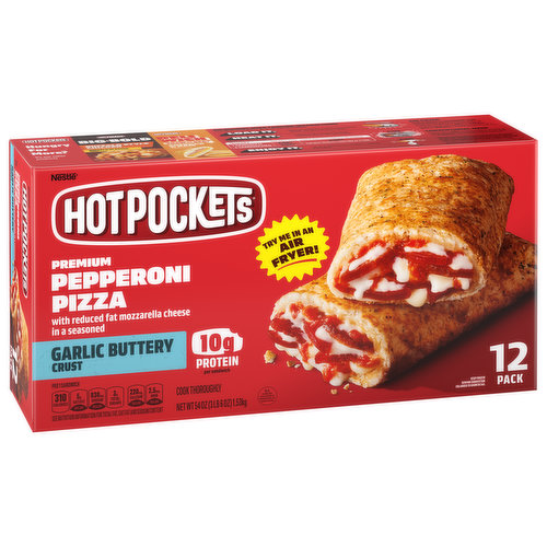 Hot Pockets Sandwiches, Premium, Garlic Buttery Crust, Pepperoni Pizza, 12  Pack - FRESH by Brookshire's