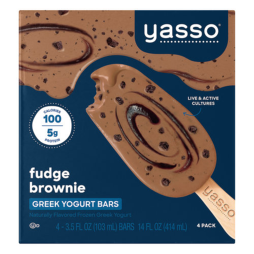 Yasso Yogurt Bars, Greek, Fudge Brownie, 4 Pack