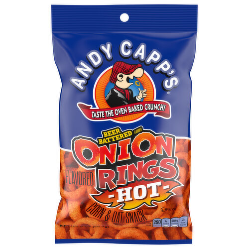 Andy Capp's Corn & Oat Snack, Beer Battered Onion Rings Flavored, Hot