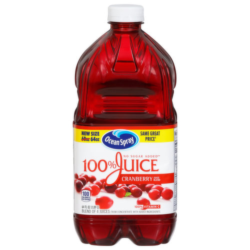 Blend of 4 juices from concentrate with added ingredients.
