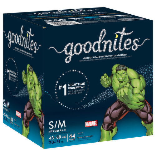Goodnites Boys' Nighttime Bedwetting Underwear Size S/M (43-68 lbs