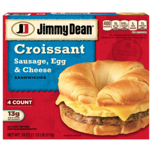 Jimmy Dean Sandwiches, Sausage, Egg & Cheese, Croissant