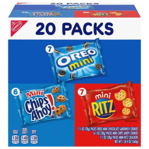 CHIPS AHOY!/OREO/RITZ Nabisco Sweet & Savory Mix Variety Pack, OREO Mini Cookies, CHIPS AHOY! Mini Cookies & RITZ Mini Crackers, 20 Snack Packs
