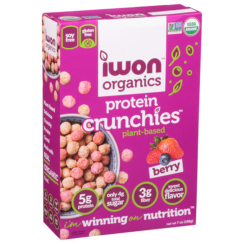 Iwon Organics Protein Crunchies, Plant-Based, Berry