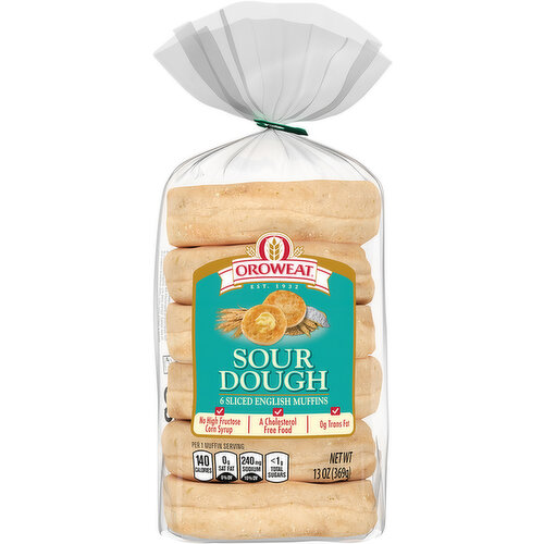 Oroweat English Muffins, Sour Dough, Sliced