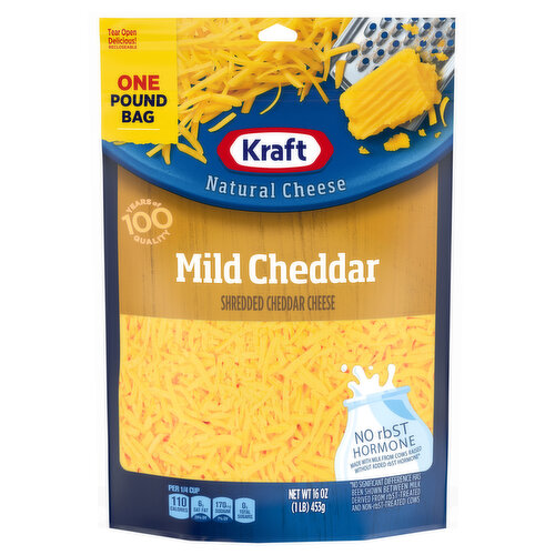 Kraft Cheese, Shredded, Mild Cheddar, Natural