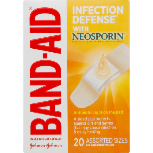 Band Aid Bandages, Infection Defense, Assorted Sizes