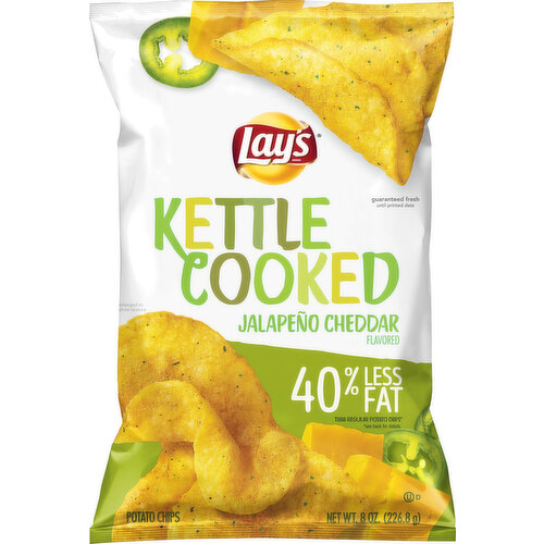 Lay's Potato Chips, Jalapeno Cheddar Flavored, Kettle Cooked