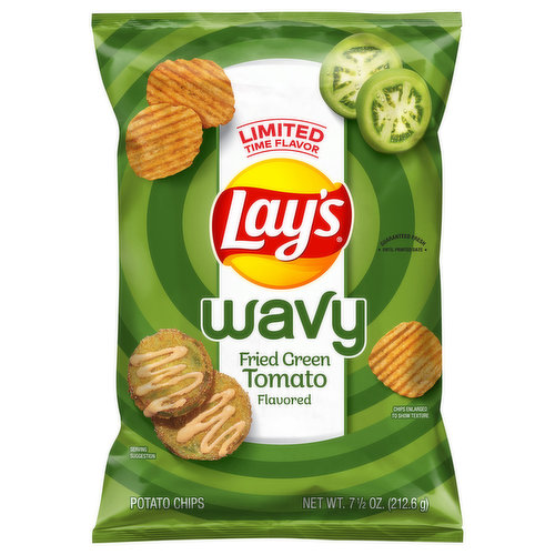 Lay's Potato Chips, Fried Green Tomato Flavored, Wavy