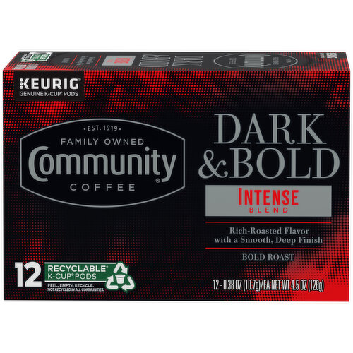 Community Coffee Coffee, Bold Roast, Intense Blend, Single Serve Cups