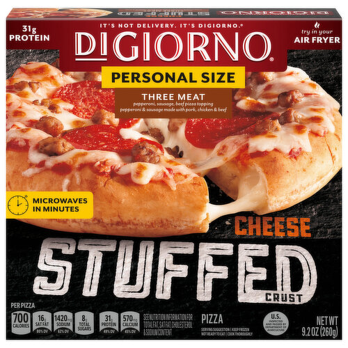 DiGiorno Pizza, Three Meat, Cheese Stuffed Crust, Personal Size