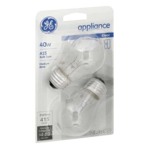 GE Light Bulbs, Appliance, Clear, 40 Watts