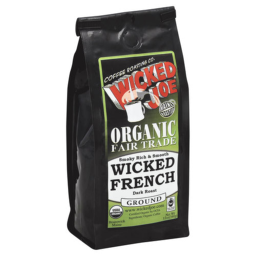 Wicked Joe Coffee, Ground, Dark Roast, Wicked French