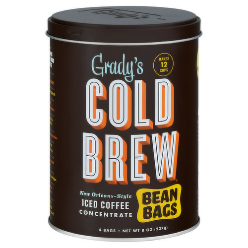 Makes 12 cups. Why Grady's? Ten reasons you'll love our iced coffee: (1) The bold, velvety-smooth flavor. (2) Low Acid: Zero bitter bite. (3) Sugar-free. No artificial sweeteners. (4) Custom-blended for cold brewing. (5) No lines or coffee-shop prices. (6) A caffeine fix anytime, anywhere. (7) Twelve easy cups - just add water. (8) Fresh for weeks in the fridge. (9) Customizable to suit every taste. (10) Makes a killer coffee cocktail. (White Russians, anyone?).