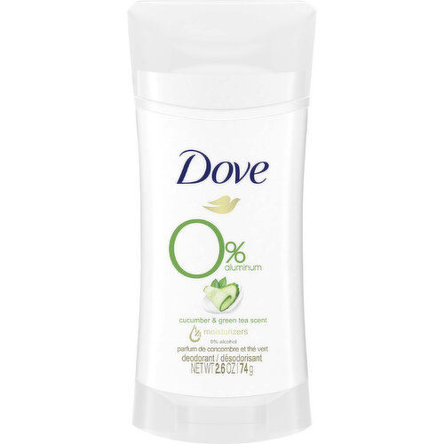 Dove Deodorant, 0% Aluminum, Cucumber & Green Tea Scent