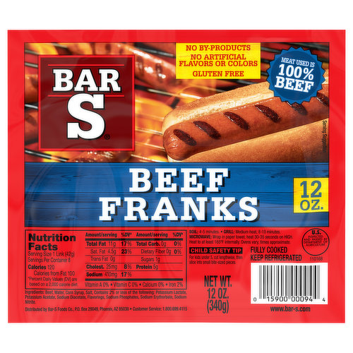 Bar S Classic Franks, 12 oz, 8 Count 