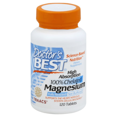 Doctor's Best Magnesium, High Absorption 100% Chelated, Tablets